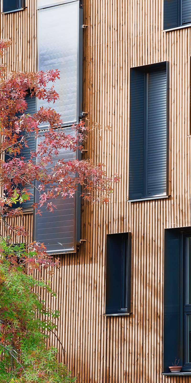 Vue des façades intérieures, depuis le jardin central