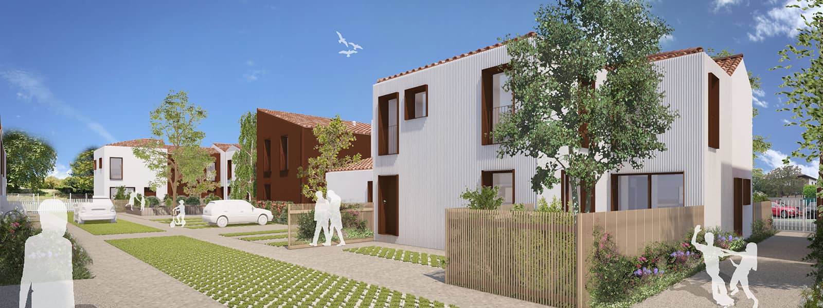Vue des façades depuis l'intérieur du micro quartier