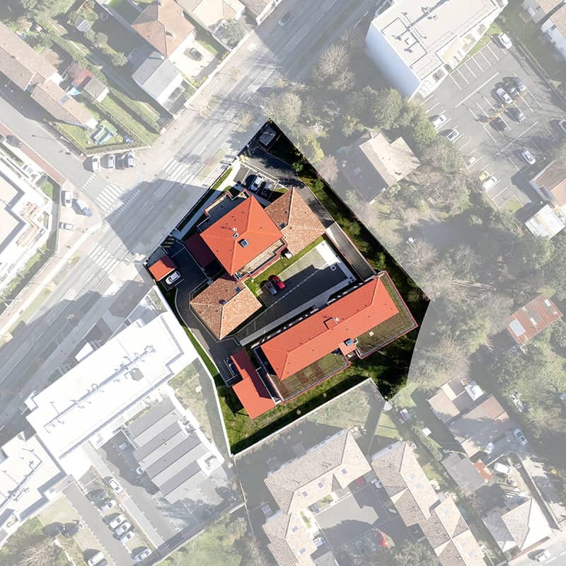 Plan masse de la résidence dans le contexte de la ville de Villenave d'Ornon