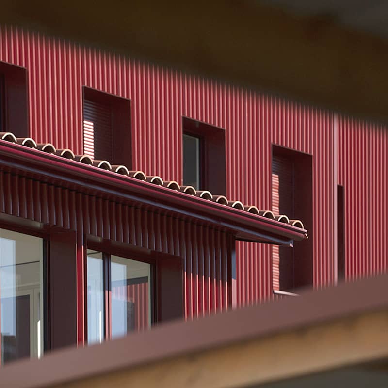 Perspective des façades en métal et des ouvertures